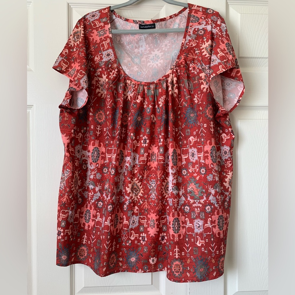Plus Size Aztec Print Blouse